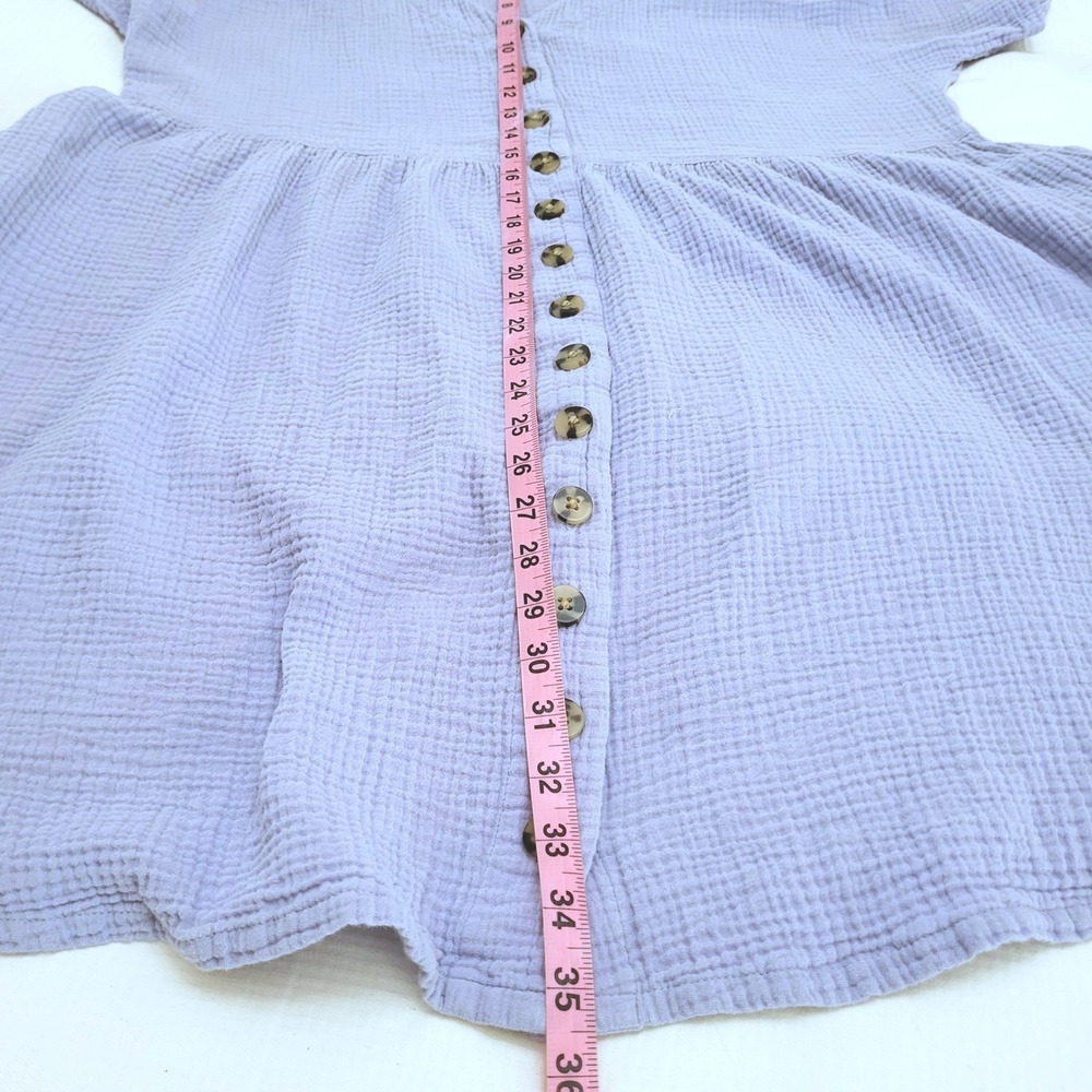 Madewell Periwinkle Blue Lightspun Cotton Gauzy Beachy Button Front Minidress XL - Picture 10 of 10